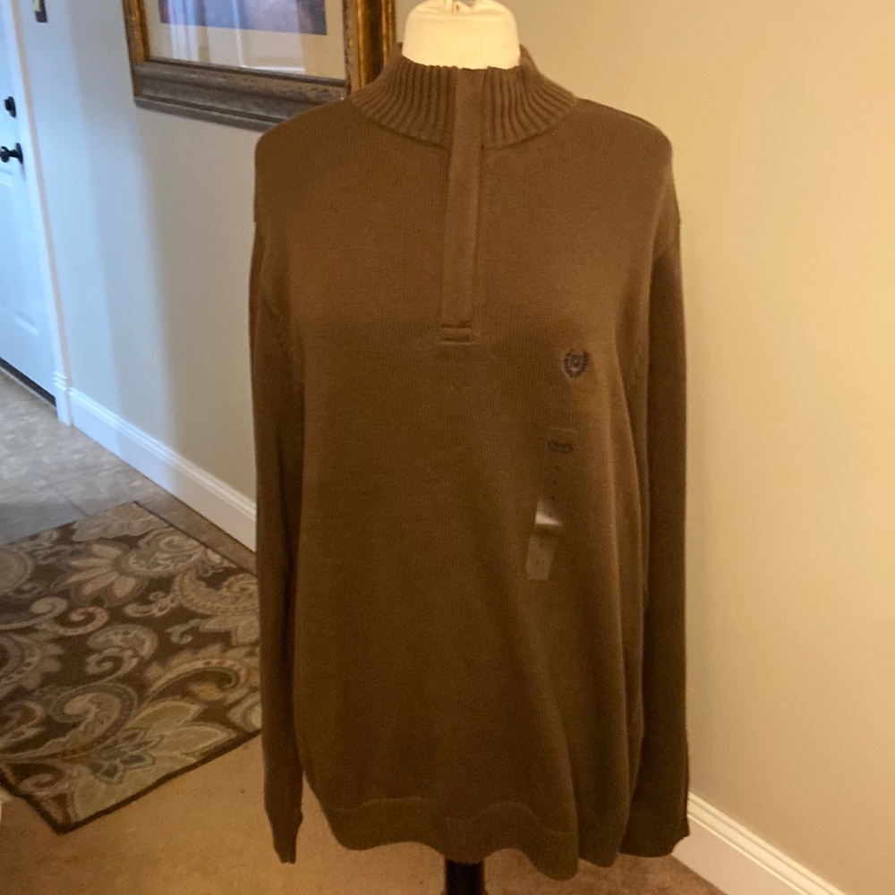 Mens brown chaps zip up sweater at the top